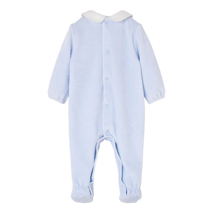 Blue Velour Bunny Babygrow