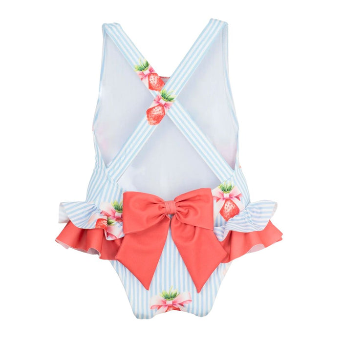 Blue & White Bahamas Strawberries Swimsuit