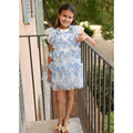 Blue & White Floral Tulle Dress