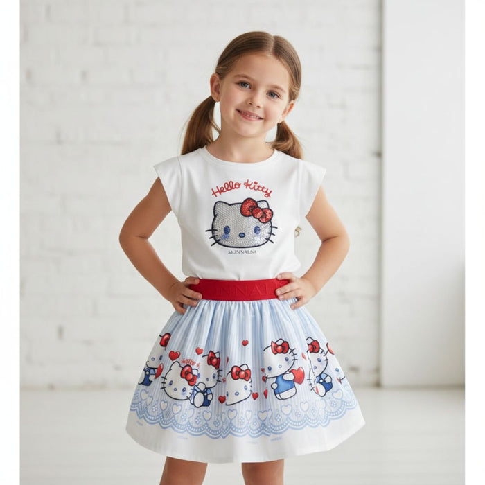 Blue & White Hello Kitty Skirt Set