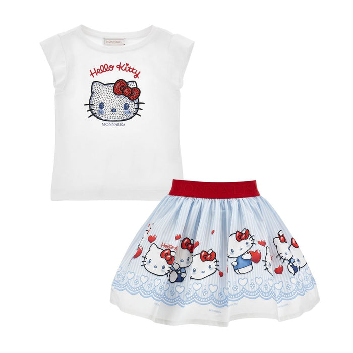 Blue & White Hello Kitty Skirt Set