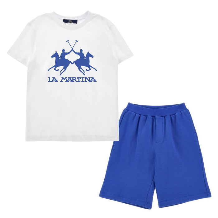 Blue & White Shorts Set