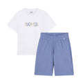 Blue & White Shorts Set