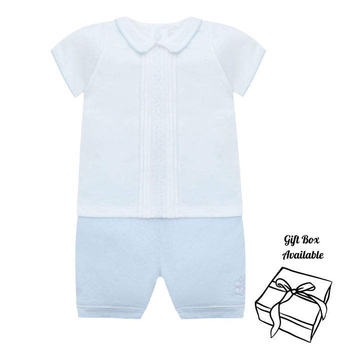 Blue & White Shorts Set