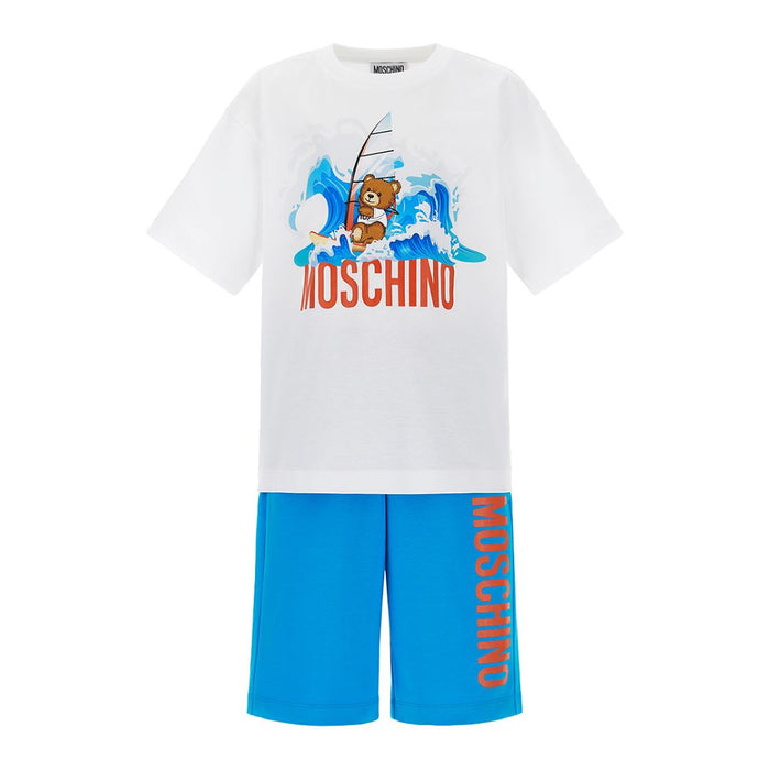 Blue & White Shorts Set
