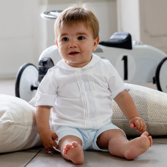 Blue & White Shorts Set