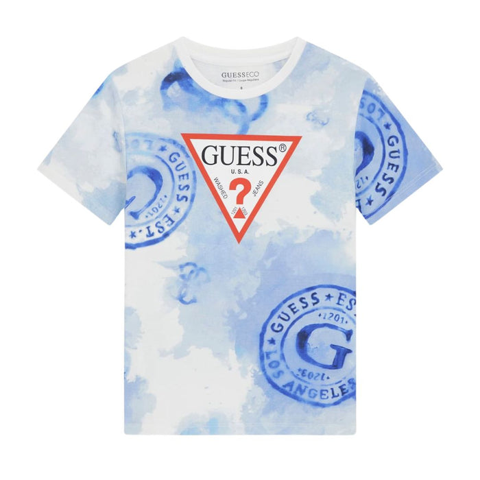 Blue & White Stamped Logo T-Shirt