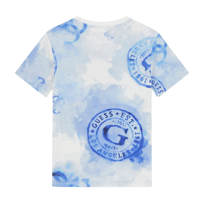 Blue & White Stamped Logo T-Shirt