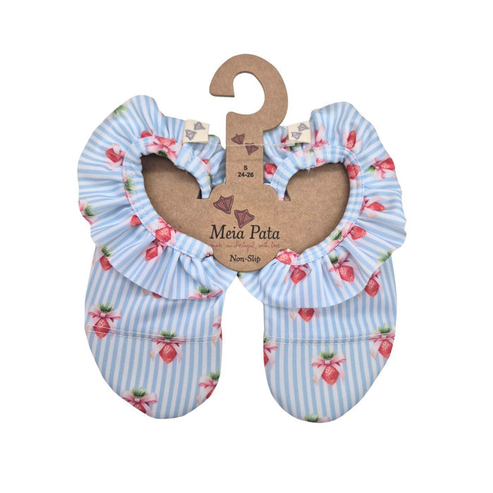 Blue & White Strawberries Non Slip Aqua Shoes