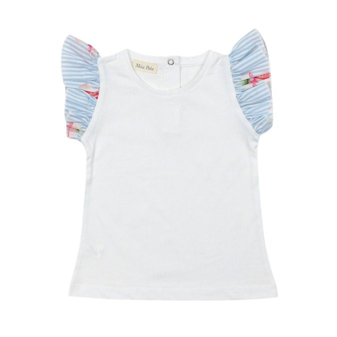 Blue & White Strawberries Shorts Set
