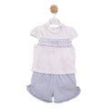 Blue & White Striped Shorts Set