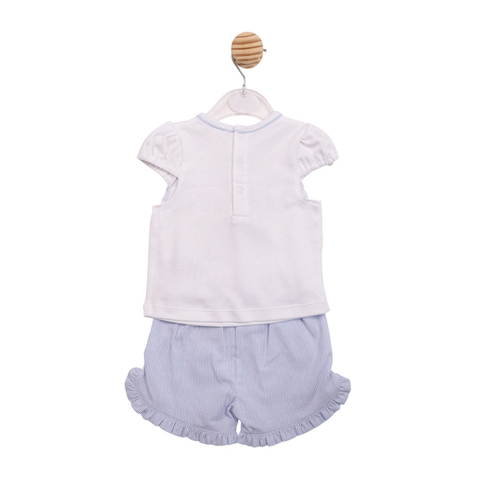 Blue & White Striped Shorts Set
