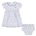 Blue & White Tile Print Dress & Knickers