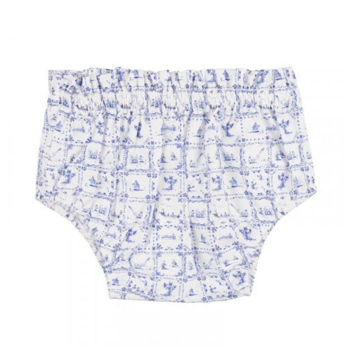 Blue & White Tile Print Dress & Knickers