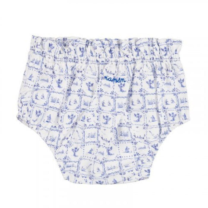 Blue & White Tile Print Dress & Knickers
