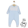 Blue & White Velour Babygrow