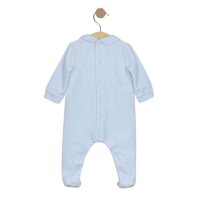 Blue & White Velour Babygrow