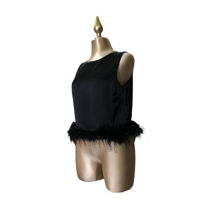 Blusa sin mangas con Plumas negro LC