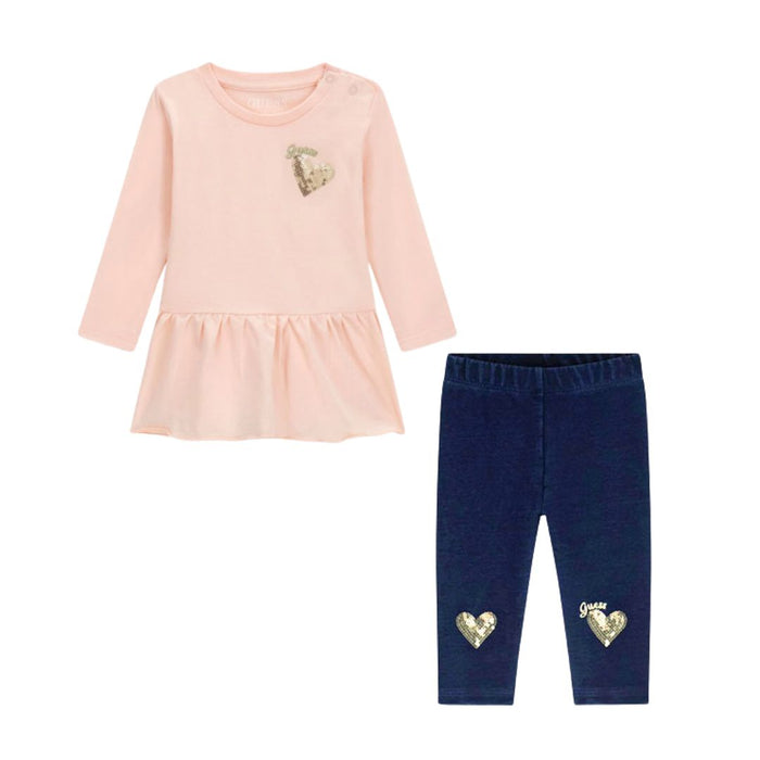Blush & Gold Sequin Hearts Jegging Set