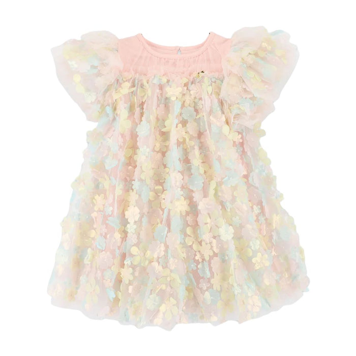 Blush Multi Coloured 3D Flower Dress