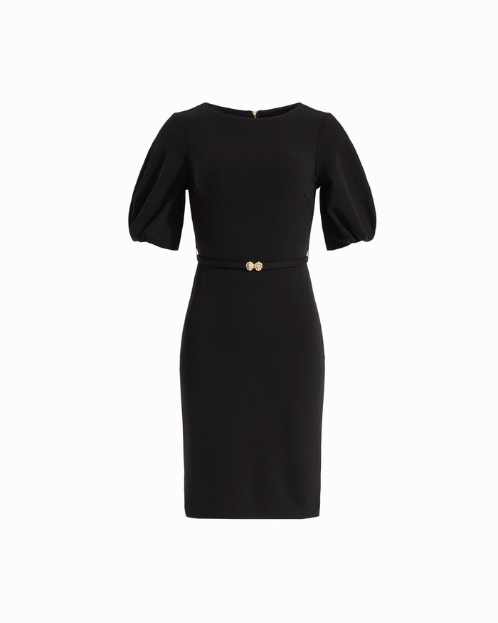 Anne Klein ANNE BLACK Boat Neck Puff Sleeve Sheath Dress