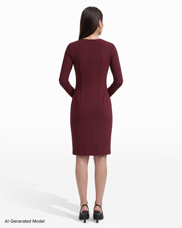 Anne Klein Boat Neck Sheath Dress with Gold Accent