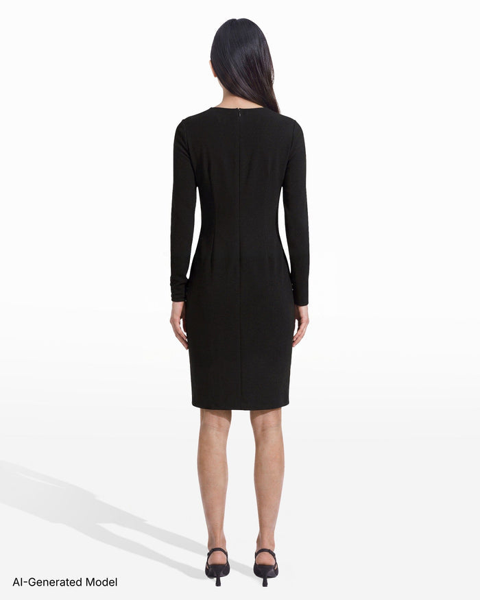 Anne Klein Boat Neck Sheath Dress with Gold Accent