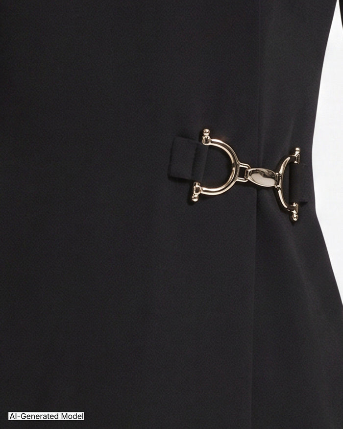 Anne Klein Boat Neck Sheath Dress with Gold Accent