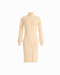 Anne Klein MACADAMIA Bobble Diamond Stitch Turtleneck Dress
