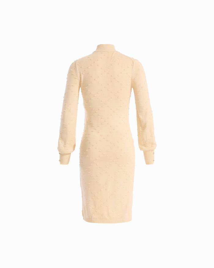 Anne Klein Bobble Diamond Stitch Turtleneck Dress