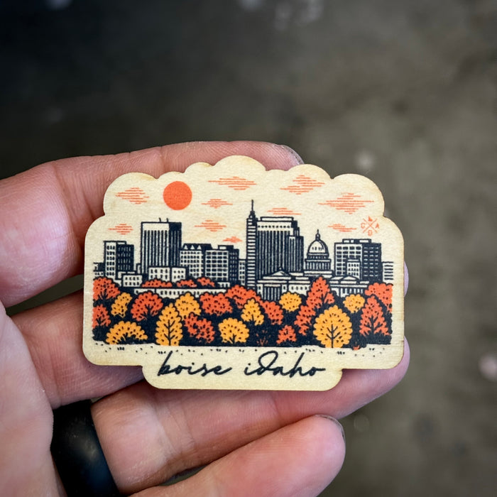 Boise Idaho Skyline Wooden Magnet (Printed)
