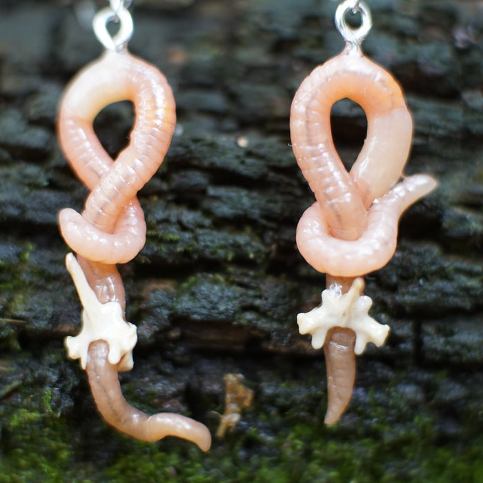 Bone Worm Earrings