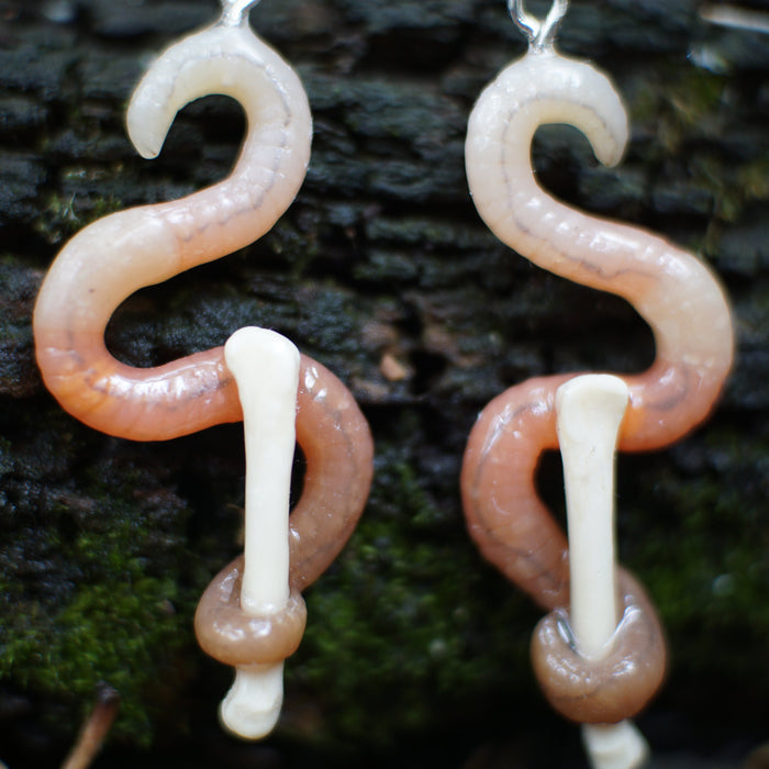 Bone Worm Earrings