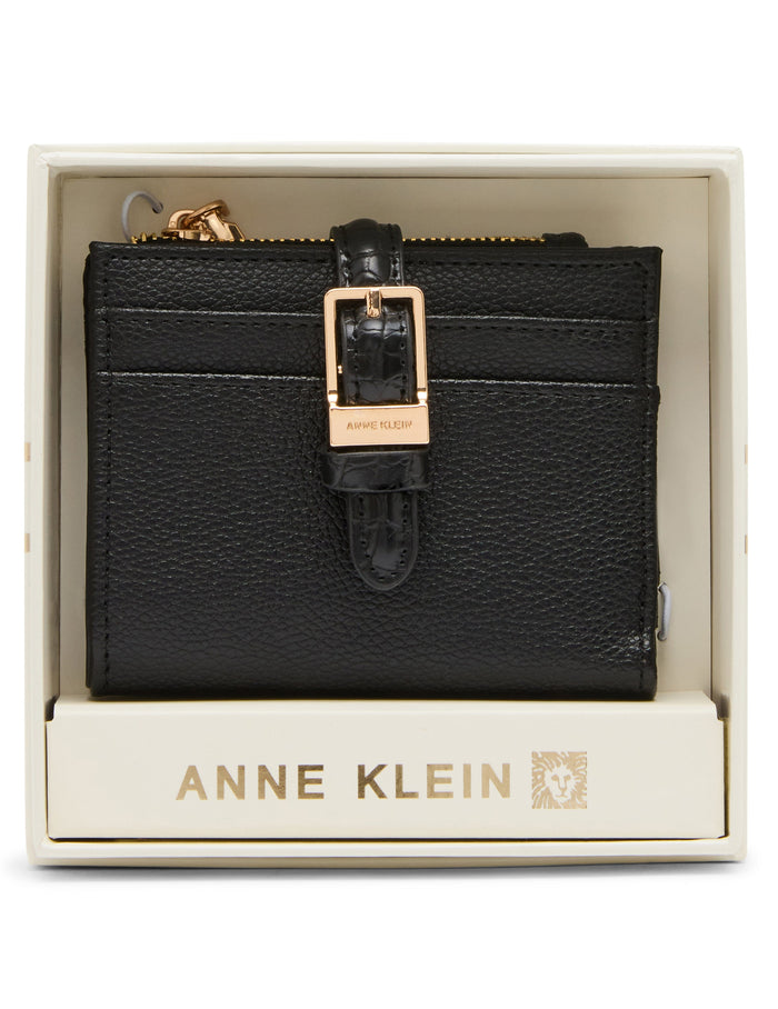 Anne Klein BLACK/BLACK Boxed Buckle Bifold Wallet