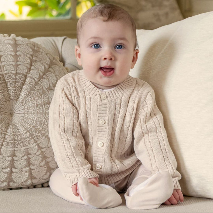 Boys Beige Knitted Cardigan