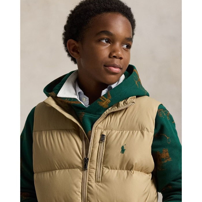 Boys Beige Quilted Down Gilet