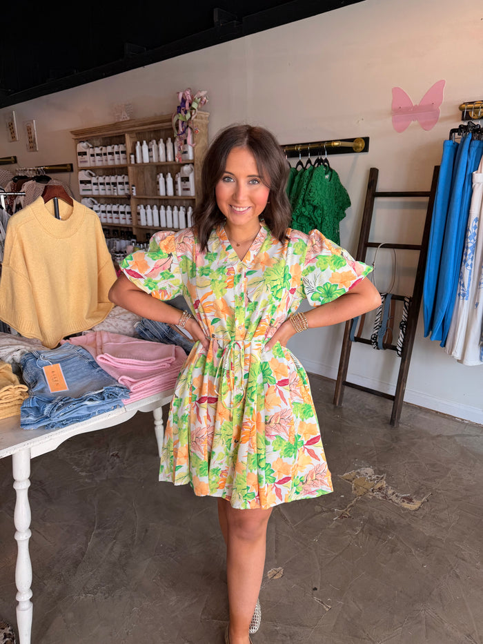 Bright Floral Flared Dress