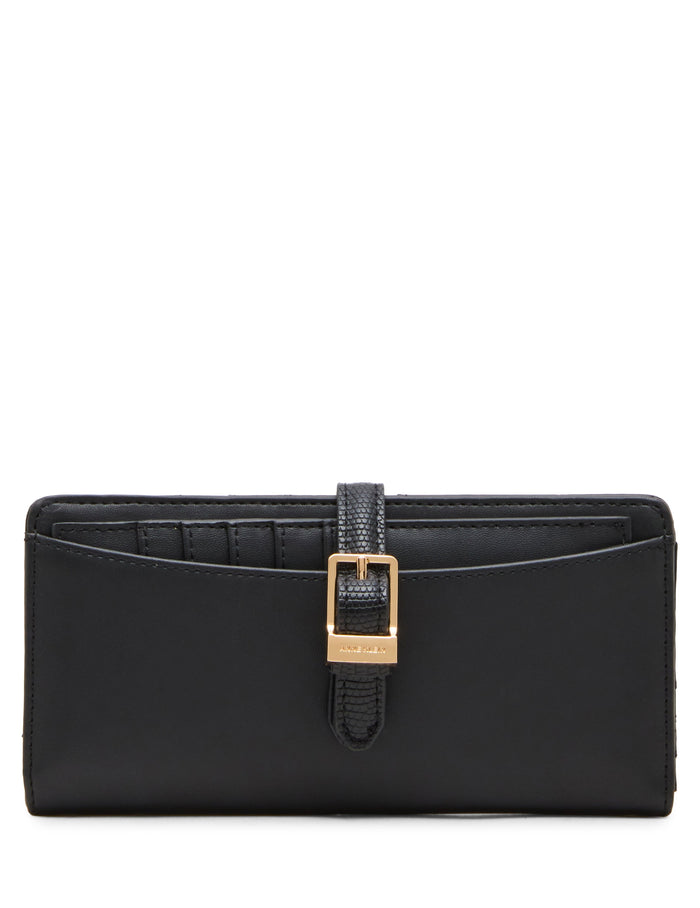 Anne Klein Black/Black Buckle Closure Wallet with Insert