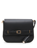 Anne Klein Black/Black Buckle Detail Saddle Crossbody Bag