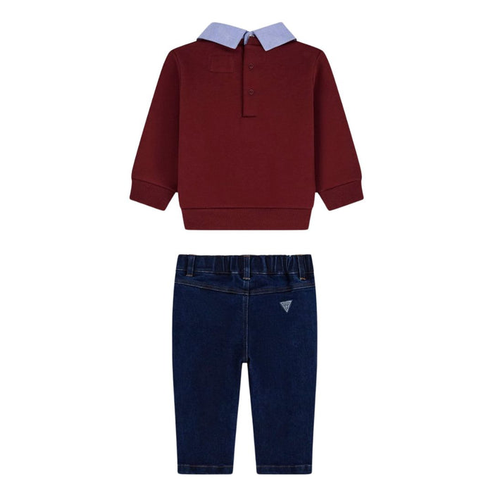 Burgundy Sweat Top & Jeans Set
