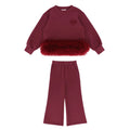 Burgundy Tulle Trim "Deonne" Tracksuit