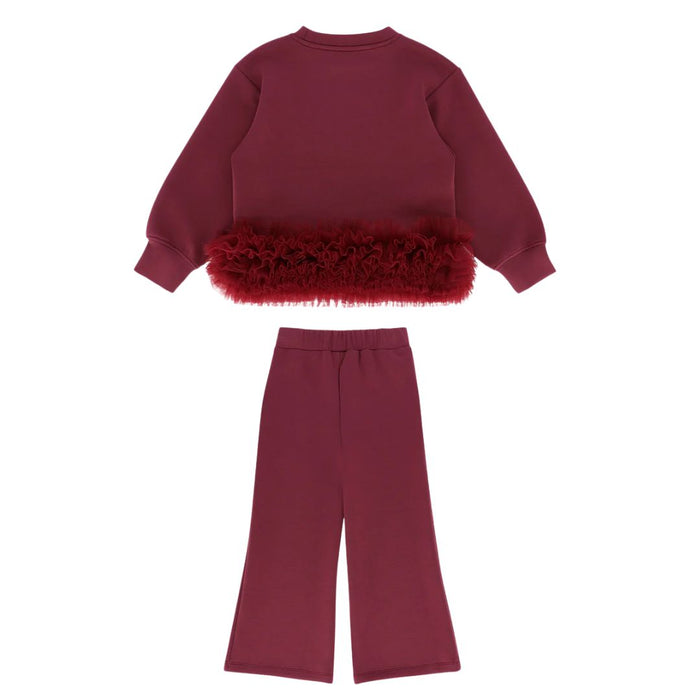 Burgundy Tulle Trim "Deonne" Tracksuit