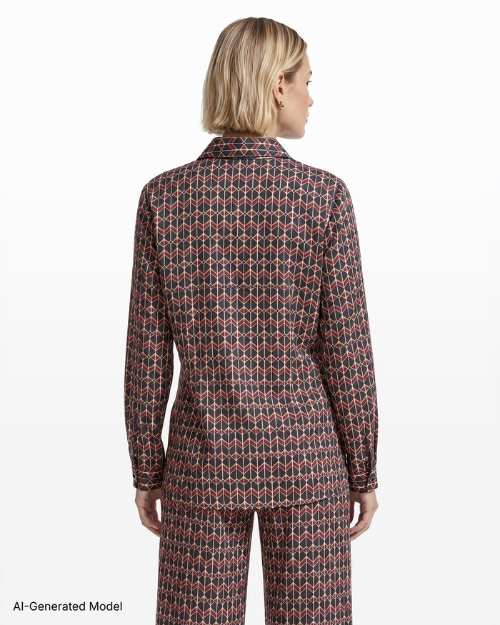 Anne Klein Button-Down Collared Long Sleeve Top