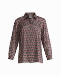 Anne Klein ANNE BLACK MULTI Button-Down Collared Long Sleeve Top