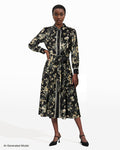 Anne Klein Button-Down Floral Midi Shirt Dress with Tie Belt