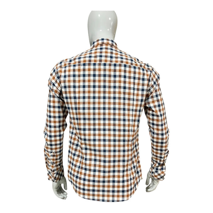 Camisa Cafe/Marino Cuadros Para Caballero ZAREVICH COLLECTION