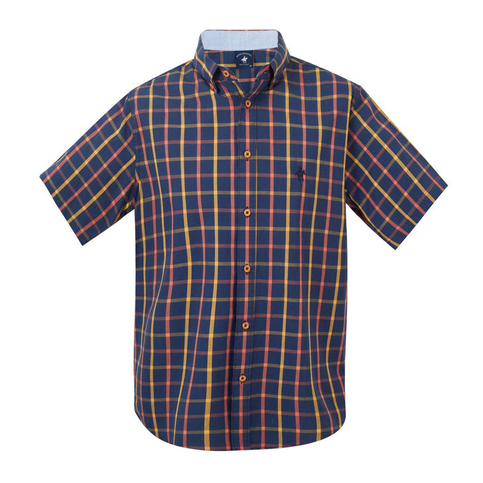 Camisa Manga Corta Diseño De Cuadrados Grandes Rock Hampton Polo Team