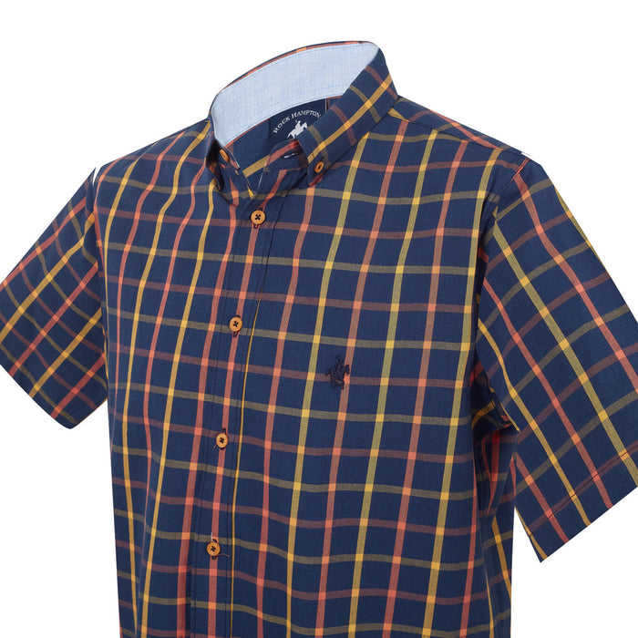 Camisa Manga Corta Diseño De Cuadrados Grandes Rock Hampton Polo Team