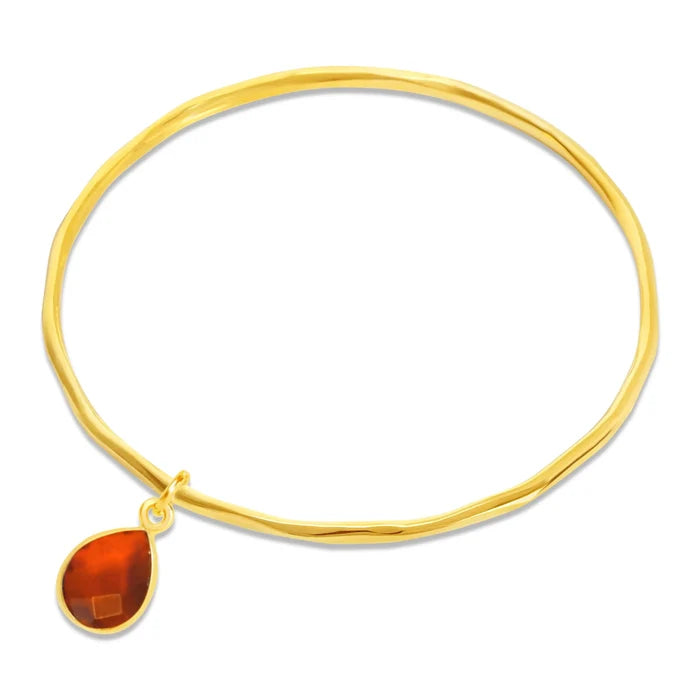Gold Carnelian charm bangle