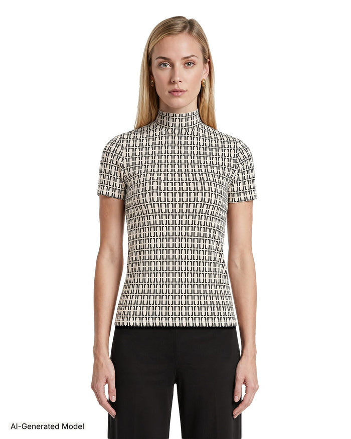 Anne Klein Chainlink Mock Neck Knit Top